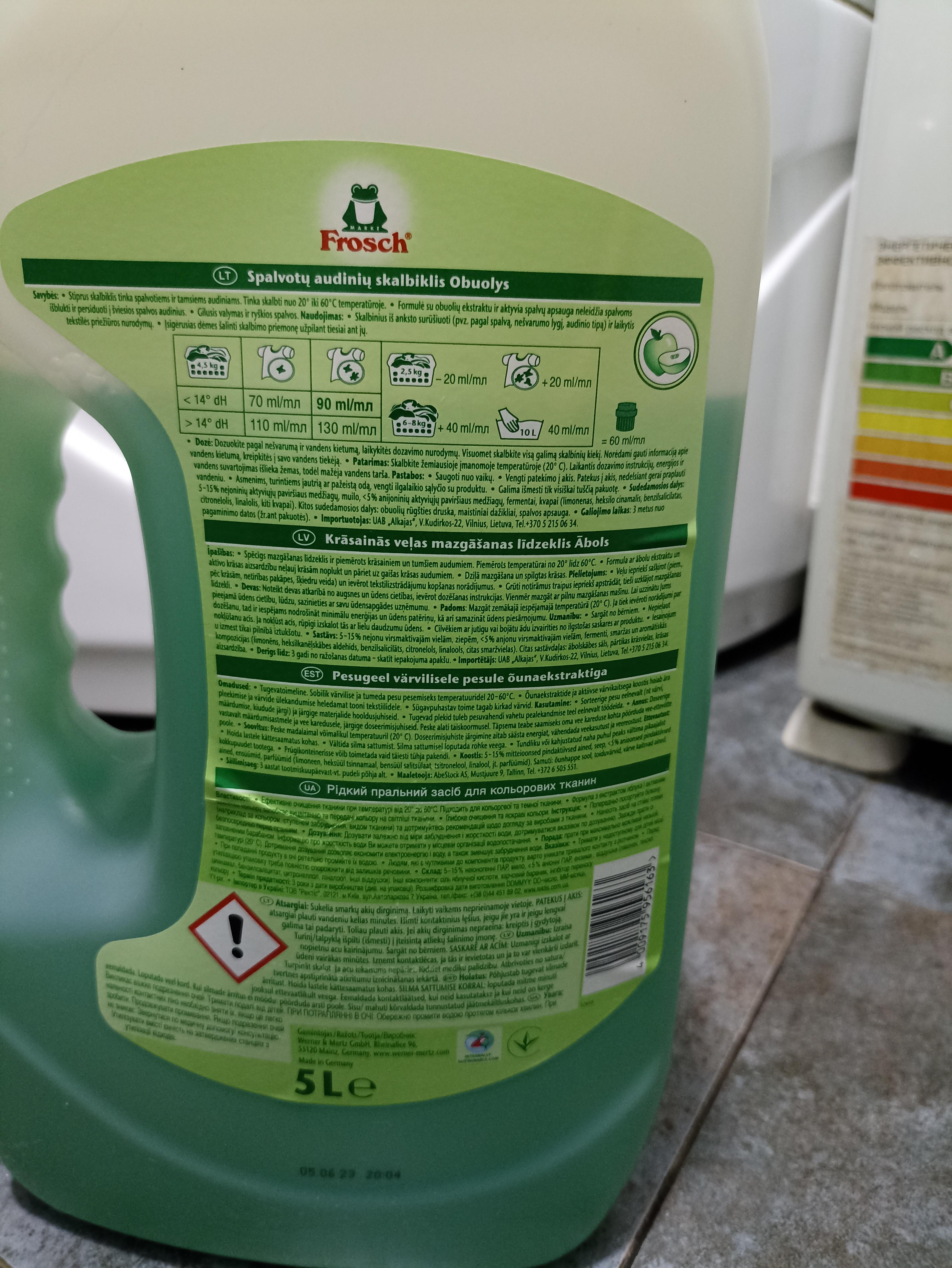 Гель для машинного прання Frosch Яблуко 5 л у реальних умовах використання від користувача Галина.