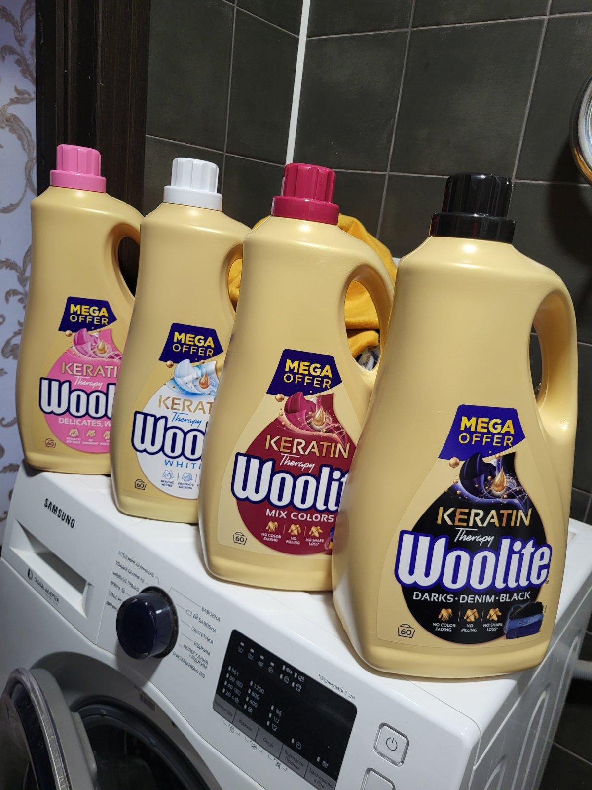 Гель для машинной и ручной стирки Woolite для светлых и белых тканей с кератином 3,6 л в реальных условиях использования от пользователя Юлія.